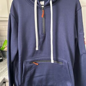 Navy Blue Hoodie with Orange Accents